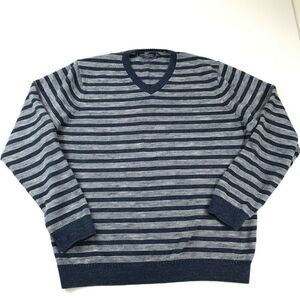 Vineyard Vines Mens V-Neck Sweater Long Sleeve Striped Cotton Pullover M Medium